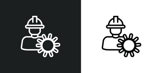 Poster - layer working icon isolated in white and black colors. layer working outline vector icon from people collection for web, mobile apps and ui.