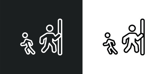 Poster - hide and seek icon isolated in white and black colors. hide and seek outline vector icon from people collection for web, mobile apps ui.