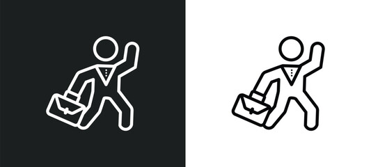 Poster - businessman dancing icon isolated in white and black colors. businessman dancing outline vector icon from people collection for web, mobile apps and ui.