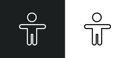 Poster - crucified pose icon isolated in white and black colors. crucified pose outline vector icon from people collection for web, mobile apps and ui.