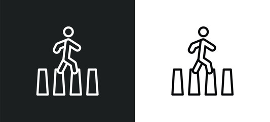 Poster - crossing road icon isolated in white and black colors. crossing road outline vector icon from people collection for web, mobile apps and ui.
