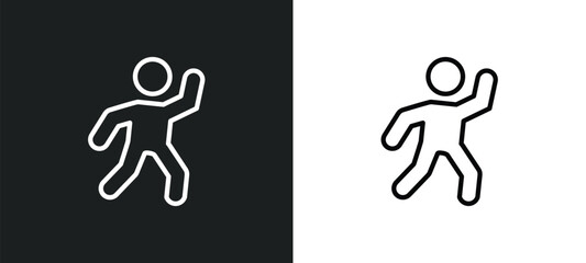 Poster - dancing man icon isolated in white and black colors. dancing man outline vector icon from people collection for web, mobile apps and ui.