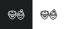 Old Couple Icon Isolated In White And Black Colors. Old Couple Outline Vector Icon From People Collection For Web, Mobile Apps And Ui.
