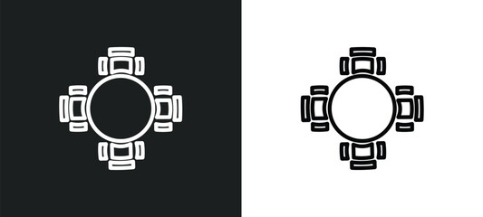 Poster - round table icon isolated in white and black colors. round table outline vector icon from people collection for web, mobile apps and ui.