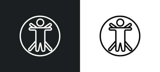 Poster - vitruvian man icon isolated in white and black colors. vitruvian man outline vector icon from people