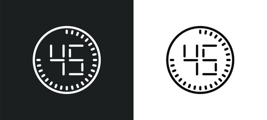 Poster - digital number 45 icon isolated in white and black colors. digital number 45 outline vector icon from other collection for web, mobile apps and ui.