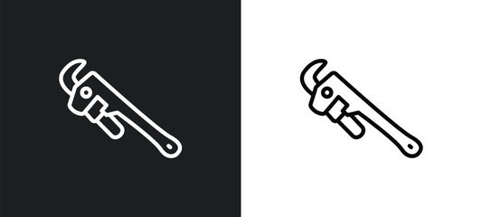 Aufkleber - pipe wrench icon isolated in white and black colors. pipe wrench outline vector icon from other collection for web, mobile apps and ui.