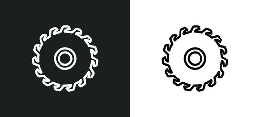 Poster - saw blade icon isolated in white and black colors. saw blade outline vector icon from other collection for web, mobile apps and ui.