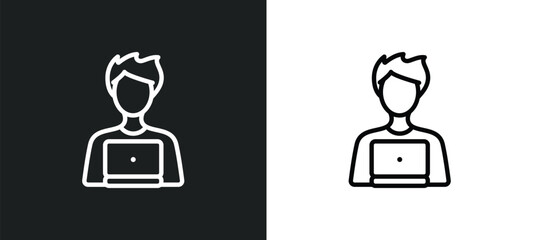 Poster - it specialist icon isolated in white and black colors. it specialist outline vector icon from other collection for web, mobile apps and ui.
