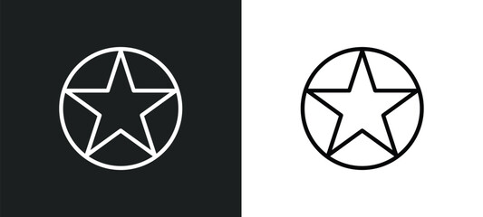 Poster - star inside circle icon isolated in white and black colors. star inside circle outline vector icon f