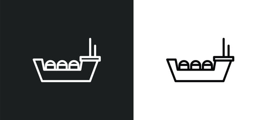 Poster - tanker ship icon isolated in white and black colors. tanker ship outline vector icon from nautical collection for web, mobile apps and ui.