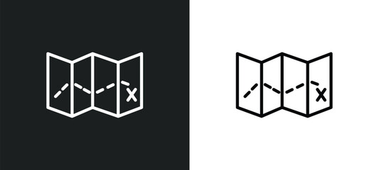 Poster - treasure map icon isolated in white and black colors. treasure map outline vector icon from nautical