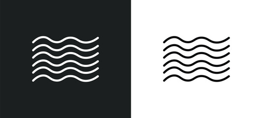 Poster - waves icon isolated in white and black colors. waves outline vector icon from nature collection for web, mobile apps and ui.