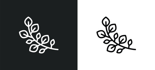 Wall Mural - branch with leaves icon isolated in white and black colors. branch with leaves outline vector icon from nature collection for web, mobile apps and ui.