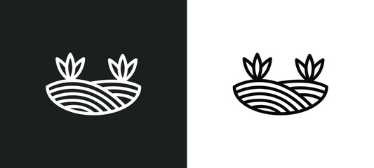 Poster - prairie icon isolated in white and black colors. prairie outline vector icon from nature collection 