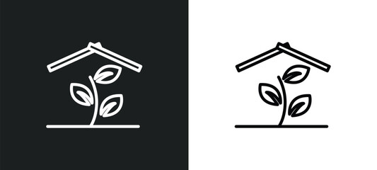 Poster - indoor icon isolated in white and black colors. indoor outline vector icon from nature collection for web, mobile apps and ui.