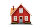 Fototapeta  - Small Red House with Porch Isolated on Transparent Background. Generative AI