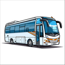 White Bus Illustration Clipart 