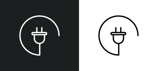 Poster - charging plug icon isolated in white and black colors. charging plug outline vector icon from music and media collection for web, mobile apps and ui.