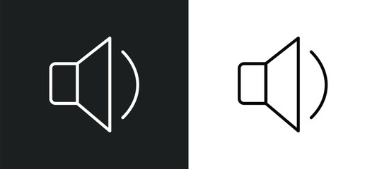 Poster - low volume speaker icon isolated in white and black colors. low volume speaker outline vector icon from music and media collection for web, mobile apps and ui.