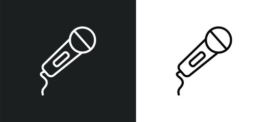 Poster - hand mic icon isolated in white and black colors. hand mic outline vector icon from music and media collection for web, mobile apps and ui.