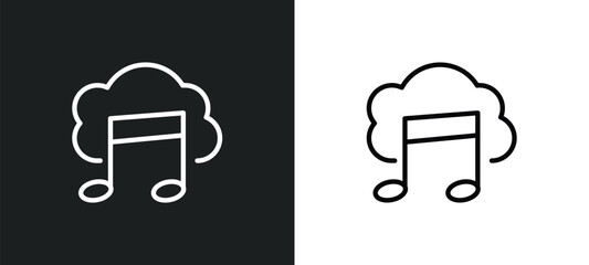 Poster - downloaded music cloud icon isolated in white and black colors. downloaded music cloud outline vector icon from music and media collection for web, mobile apps and ui.