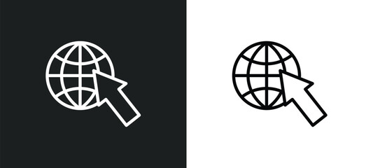 Poster - globe with pointer icon isolated in white and black colors. globe with pointer outline vector icon from music and media collection for web, mobile apps and ui.