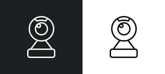 Poster - webcam video call icon isolated in white and black colors. webcam video call outline vector icon from music and media collection for web, mobile apps and ui.