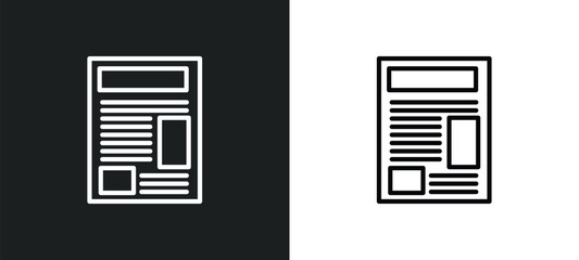 Poster - newspaper report icon isolated in white and black colors. newspaper report outline vector icon from music and media collection for web, mobile apps and ui.