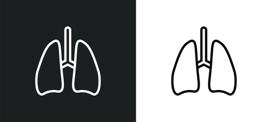 Wall Mural - lungs icon isolated in white and black colors. lungs outline vector icon from medical collection for web, mobile apps and ui.