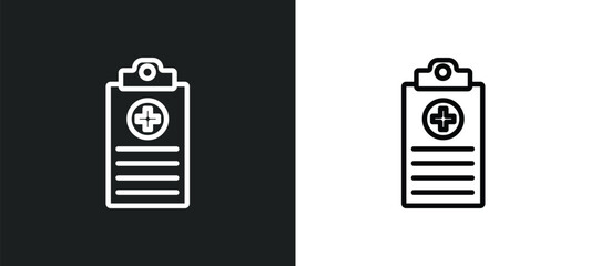 Poster - medical records icon isolated in white and black colors. medical records outline vector icon from medical collection for web, mobile apps and ui.