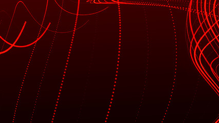Poster - Dynamic wave of glowing particles. Data flow information. Concept of digital communication. Technology or Science Banner. Big data visualization. 3D rendering.