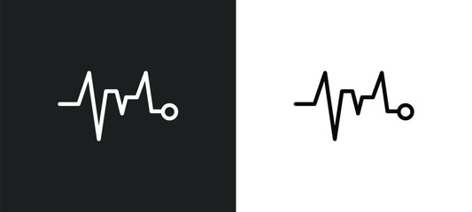 Poster - pulse line icon isolated in white and black colors. pulse line outline vector icon from medical collection for web, mobile apps and ui.