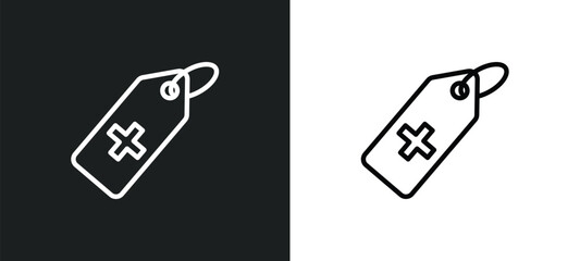 Poster - tag with a cross icon isolated in white and black colors. tag with a cross outline vector icon from medical collection for web, mobile apps and ui.