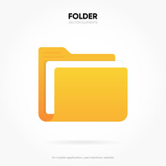 Poster - 3d folder icon isolated on white background. Document symbol. 3d file icon. Binder sign modern, simple, vector, icon for website design, mobile app, ui. Vector Illustration
