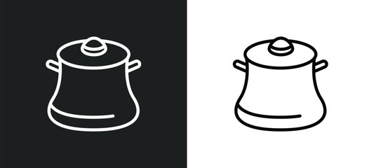 Poster - cooking pot icon isolated in white and black colors. cooking pot outline vector icon from kitchen collection for web, mobile apps and ui.