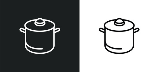 Poster - saucepan icon isolated in white and black colors. saucepan outline vector icon from kitchen collection for web, mobile apps and ui.