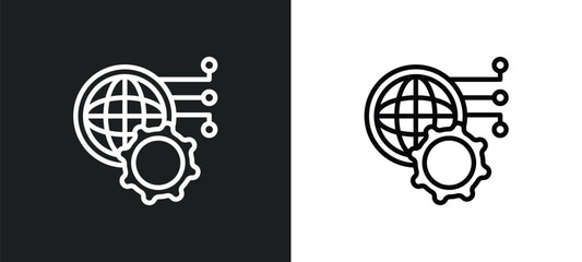 Wall Mural - network optimization icon isolated in white and black colors. network optimization outline vector icon from internet security collection for web, mobile apps and ui.