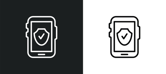 Fototapete - mobile phone security icon isolated in white and black colors. mobile phone security outline vector icon from internet security collection for web, mobile apps and ui.