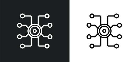 Poster - hub icon isolated in white and black colors. hub outline vector icon from internet security collection for web, mobile apps and ui.