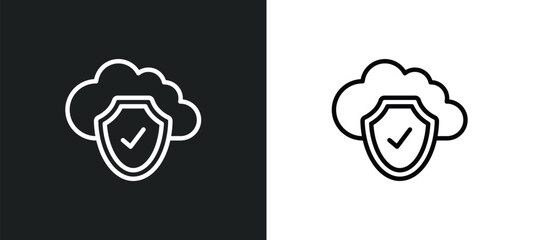 Wall Mural - cloud icon isolated in white and black colors. cloud outline vector icon from internet security collection for web, mobile apps and ui.