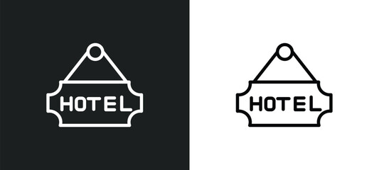 Poster - hotel icon isolated in white and black colors. hotel outline vector icon from hotel and restaurant collection for web, mobile apps and ui.