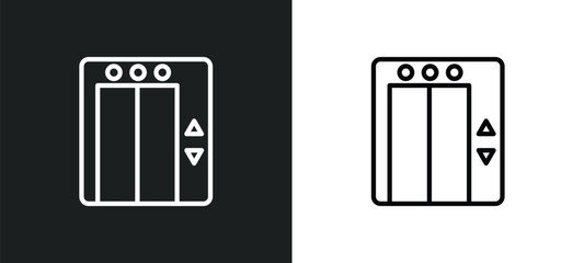 Poster - elevator icon isolated in white and black colors. elevator outline vector icon from hotel and restaurant collection for web, mobile apps and ui.