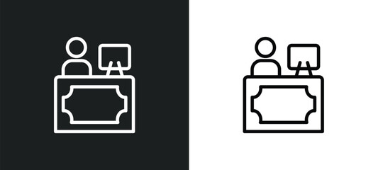 Poster - reception icon isolated in white and black colors. reception outline vector icon from hotel and restaurant collection for web, mobile apps and ui.