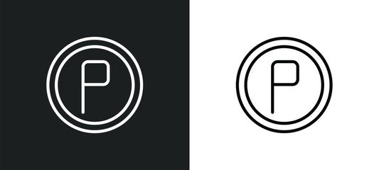 Poster - parking icon isolated in white and black colors. parking outline vector icon from hotel and restaurant collection for web, mobile apps and ui.