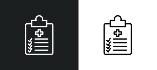 Poster - medical checklist icon isolated in white and black colors. medical checklist outline vector icon from health and medical collection for web, mobile apps and ui.