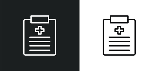 Poster - medical report icon isolated in white and black colors. medical report outline vector icon from health and medical collection for web, mobile apps and ui.