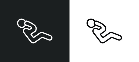 Poster - abdominal exercises icon isolated in white and black colors. abdominal exercises outline vector icon from gym and fitness collection for web, mobile apps and ui.