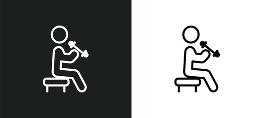 Poster - dumbbells exercise icon isolated in white and black colors. dumbbells exercise outline vector icon from gym and fitness collection for web, mobile apps and ui.