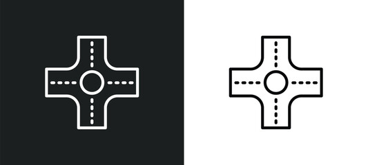 Poster - intersection icon isolated in white and black colors. intersection outline vector icon from geometri